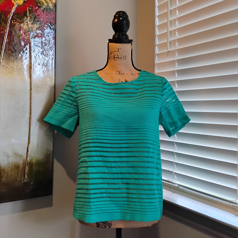 The Limited Aqua Striped Short Sleeve Tee